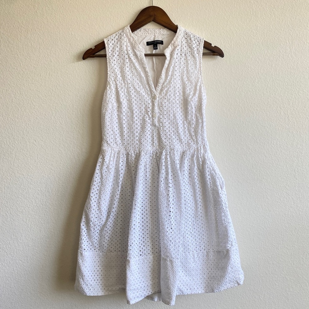 Banana Republic White Embroidered Midi Dress